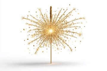 Obraz premium Golden Sparklers on White Background