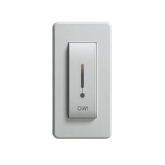 Modern White Light Switch with Indicator Light and "OW!" Label