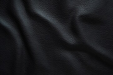 Obraz premium Close-up view of textured black leather surface with natural wrinkles and grain pattern