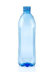 Empty  Plastic Bottle Standing Upright on a White Background