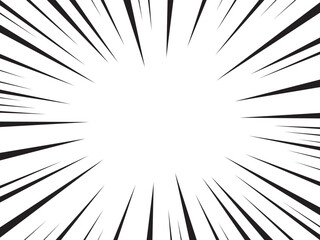 Fototapeta premium Manga comic explosion, motion or movement effect, vector background. Manga anime cartoon radial speed lines and abstract pattern for comic book burst, flash ray or explode bang action