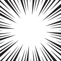 Obraz premium Manga comic explosion, motion or movement effect, vector background. Manga anime cartoon radial speed lines and abstract pattern for comic book burst, flash ray or explode bang action
