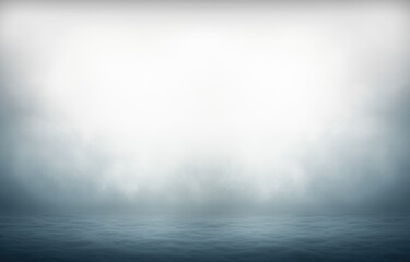Fototapeta premium Misty fog over calm water under a bright overcast sky creating a serene and mysterious atmosphere