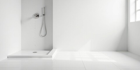 Minimalist White Shower Room Design Clean Lines and Simple Elegance in a Modern Bathroom