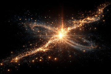 Cosmic Galaxy with Glowing Orange and Blue Nebula