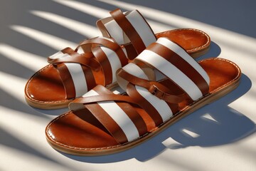 Stylish Striped Leather Sandals