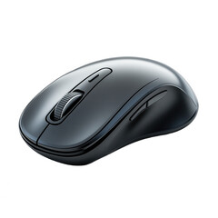 Sleek Black Wireless Computer Mouse on Transparent Background