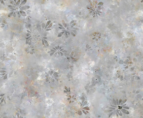 Vintage, multicolored blooms design on rough cement backdrop - Seamless , pattern , background , tile