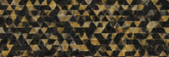 Black backdrop with yellow geometric figure (triangle) old-fashioned design - Seamless , pattern , background , tile