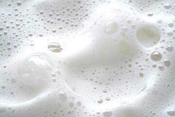 Close-up of white foam bubbles with varying sizes creating a smooth and soft textured surface under soft light