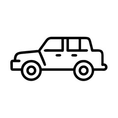Fototapeta premium Simple depiction of a boxy automobile with visible wheels and windows in a line drawing style design