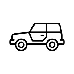 Fototapeta premium Simple outline drawing of a boxy off road vehicle with large tires and a short wheelbase design seen from side