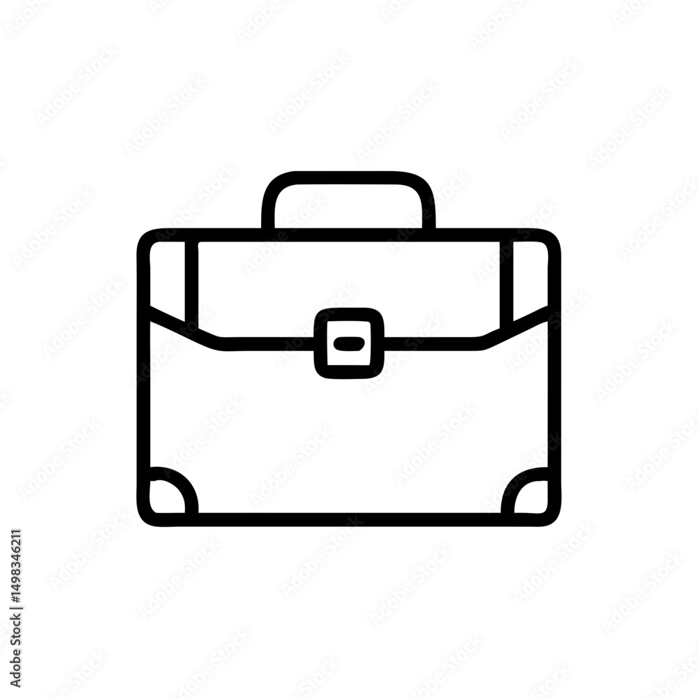 Poster outline drawing of a briefcase with a handle and a simple closure mechanism for business use case
