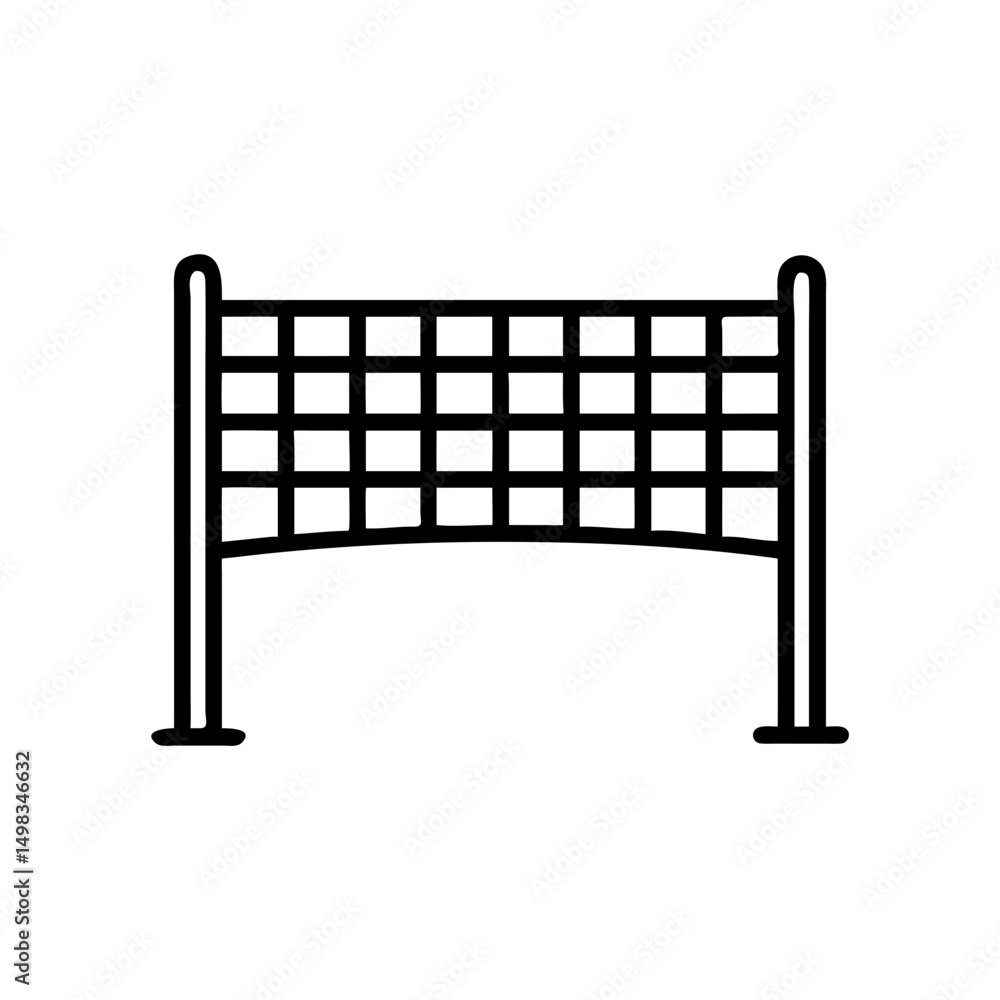 Aufkleber a simple graphic showing a net with a grid pattern supported by two posts on either side for a game 