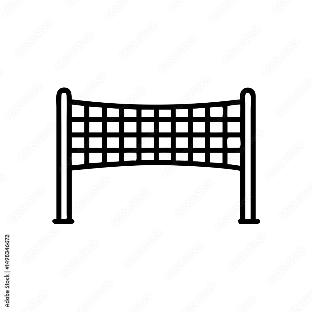 Poster a simple graphic showing a sports divider with posts and a net in a minimalist style design
