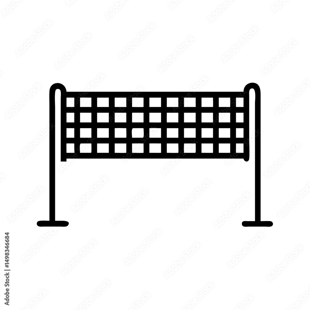 Poster a simple graphic of a black net with two posts on either side, isolated on a white background space