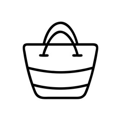 Simple outline drawing of a striped tote with handles for carrying personal belongings or shopping needs