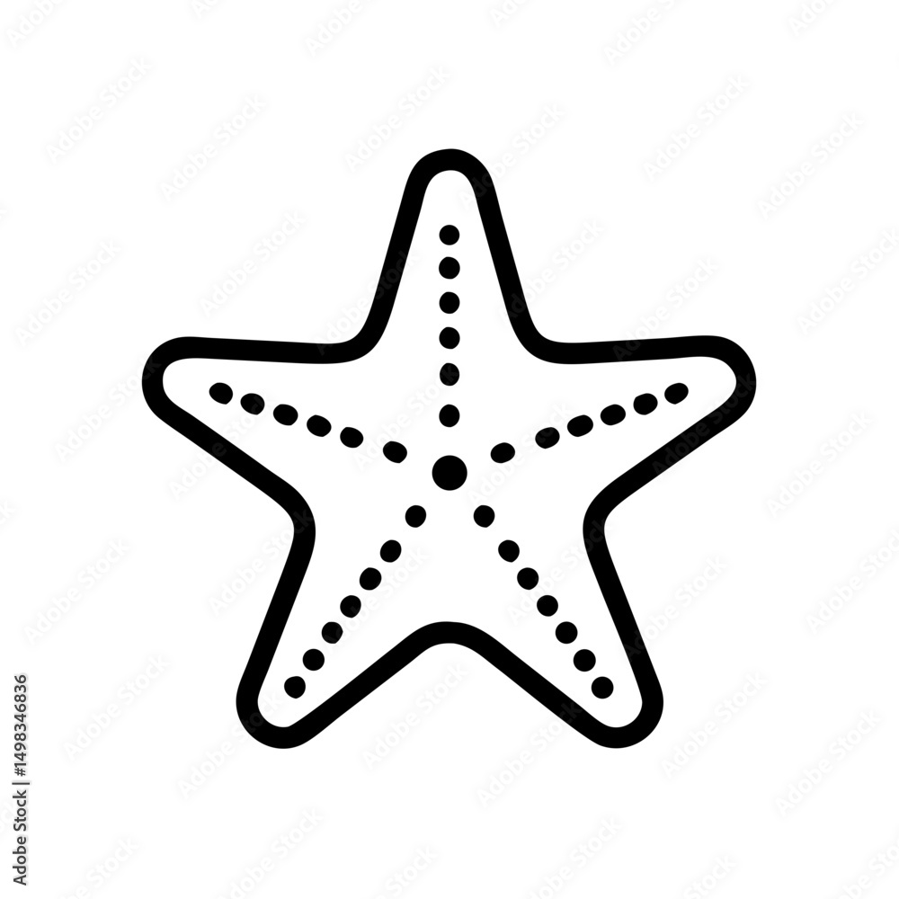 Poster simple graphic of a starfish with rounded edges and dotted pattern on a white background design elem