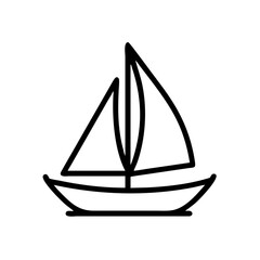 A simple graphic of a sailboat with two sails depicted in a minimalist outline style drawing on white 100