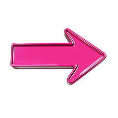 Bold Arrow with Defined Contours in Vivid Magenta Isolated on Transparent Background