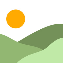 vector illustration of a green field with sun
