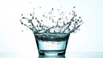 Refreshing Water Splash in Glass