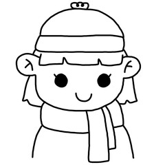 Girl with hat in winter doodle 