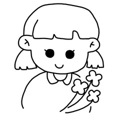 Girl with flower doodle 