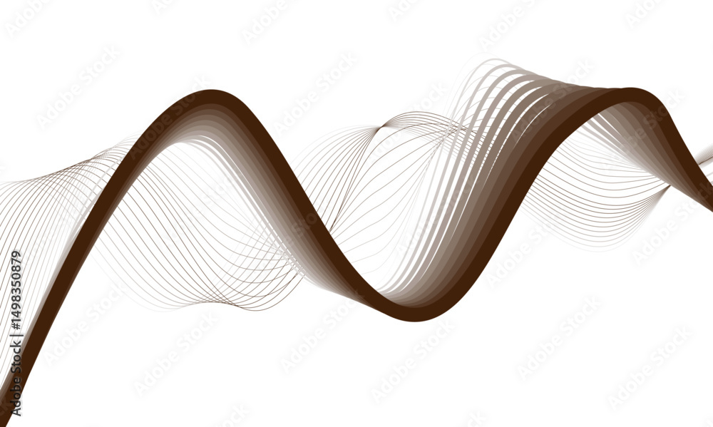 Aufkleber Abstract brown wave pattern with thin lines on a white background creating a smooth flowing design.