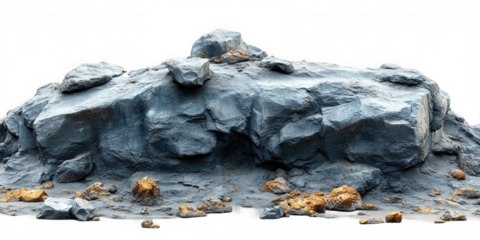 Large Grey Rock Formation on Transparent Background