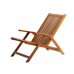 Minimalist Reclining Wooden Beach Chair with a Slee Isolated on Transparent Background