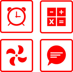 set of red icons for web