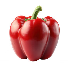 Single Red Bell Pepper on Transparent Background