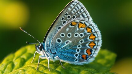 Common Blue Butterfly on a Leaf: A Stunning Close-Up