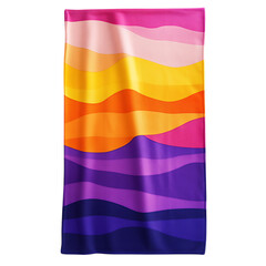 Modern Beach Towel with Large Vibrant Gradient Over Isolated on Transparent Background