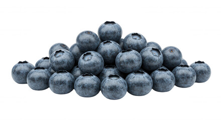Close-up of fresh blueberries in pyramid formation on transparent background