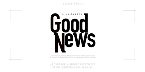 Good News Elegant Font Uppercase Lowercase and Number. Classic Lettering Minimal Fashion Designs. Typography modern serif fonts regular decorative vintage concept. vector illustration