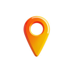 Orange yellow glossy map pointer location icon 3d gps on transparent background