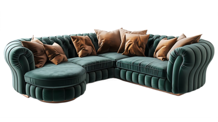 Modern boho sofa with artisan crafted fabric style isolated on transparent background