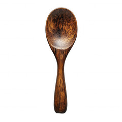 Dark Brown Wooden Spoon on Transparent Background