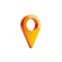 Shiny orange 3d map pointer location icon design gps on transparent background