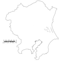 関東地方の白地図 県境無し