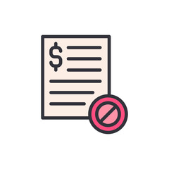 Unpaid Bill Concept With Prohibited Sign On Transparent Layer