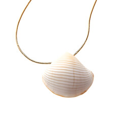 Trendy Minimalist Shell Necklace Featuring One Stri Isolated on Transparent Background