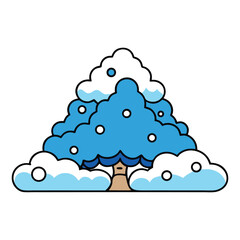 A serene blue snow background with soft clouds drifting above and a lone tree standing gracefully, creating a peaceful winter scene full of calm and quiet beauty.

