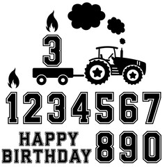 Tractor Birthday Numbers