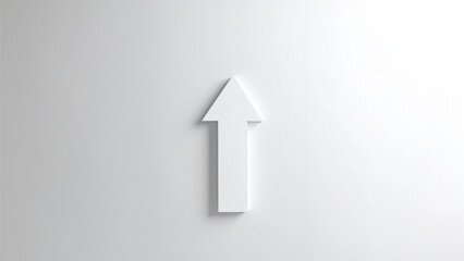 A clean minimal vector of an upward arrow on a white background with subtle shadows, representing business growth and financial success.