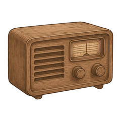 Vintage Wooden Radio – Realistic Vector of Old Broadcast Device