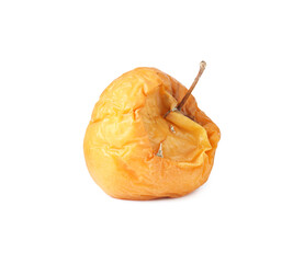One whole rotten apple isolated on white