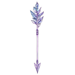 Artistic Arrow with Hand Drawn Details in Lavender Isolated on Transparent Background